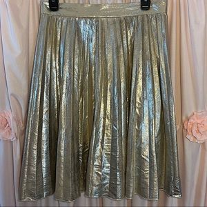 Zara Woman's Silver Metallic Suede Midi Skirt